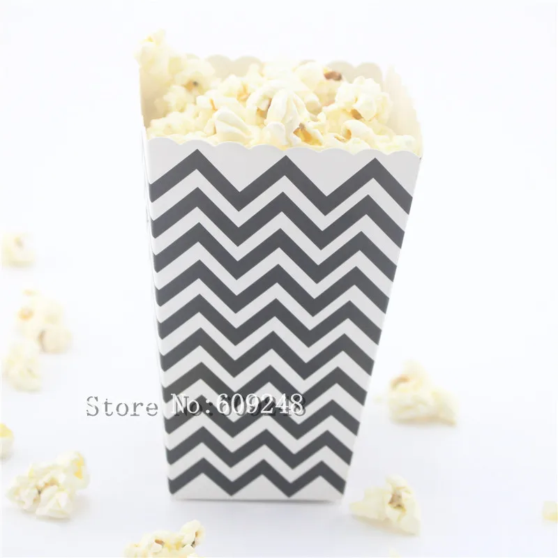 

24 Pcs Black Chevron Paper Popcorn Boxes,Halloween Party Mini Kids Gift Candy Favor Snack Treat Bag,Containers Cups Kids Movie