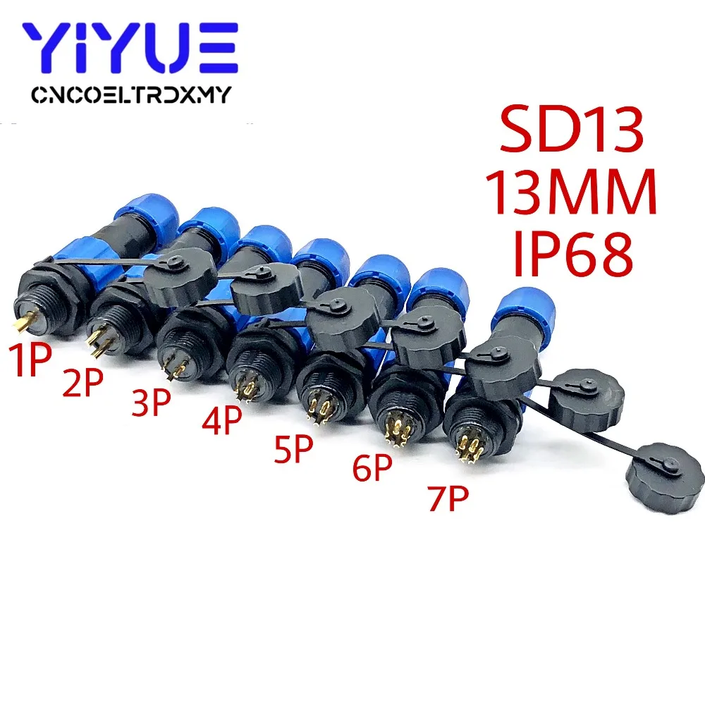 Waterproof Connector SD13 13mm Type 1 2 3 4 5 6 7Pin IP68 Cable Connector Plug And Socket Aviation Plug SD1310 Power Wire Cable