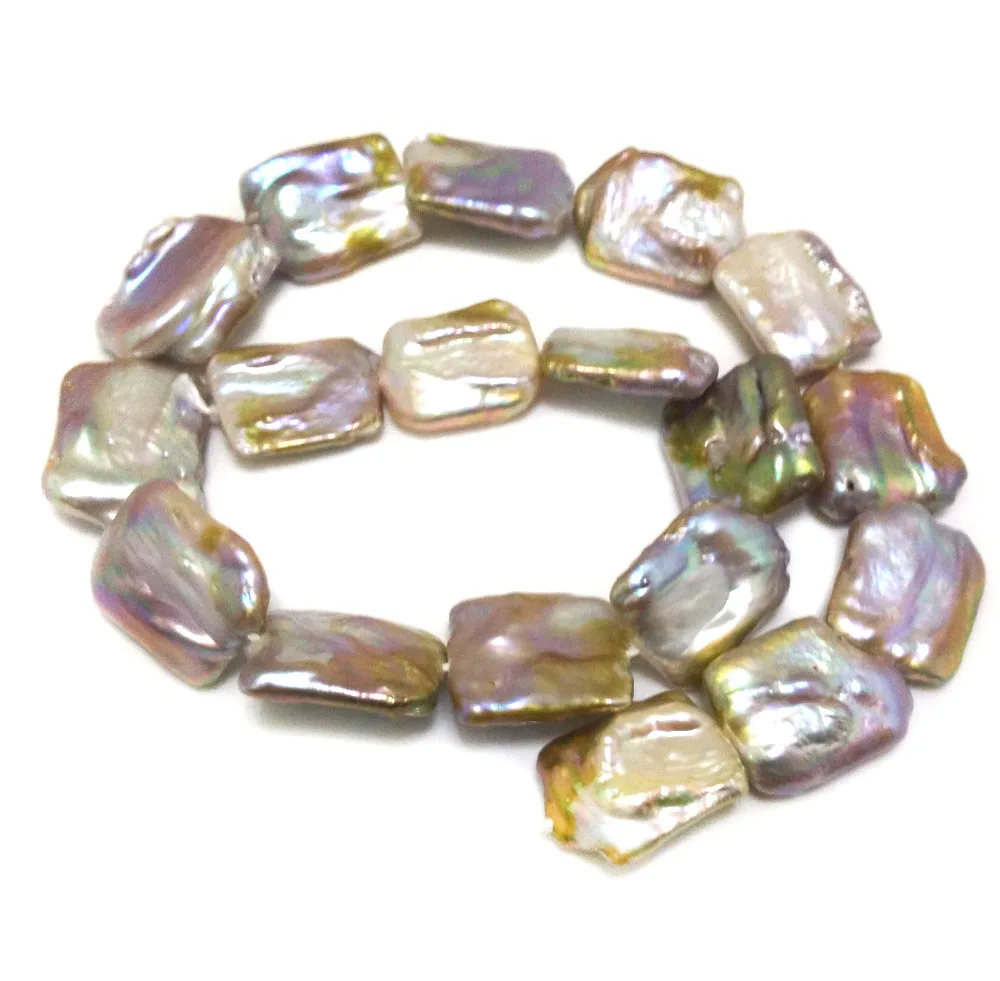 16 inches 20x25mm Natural White Flat Square Large Baroque Pearl Loose Strand