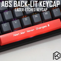 Novelty Shine Through Keycaps ABS Etched, Shine-Through war never changes black red custom mechanical keyboard spacebar