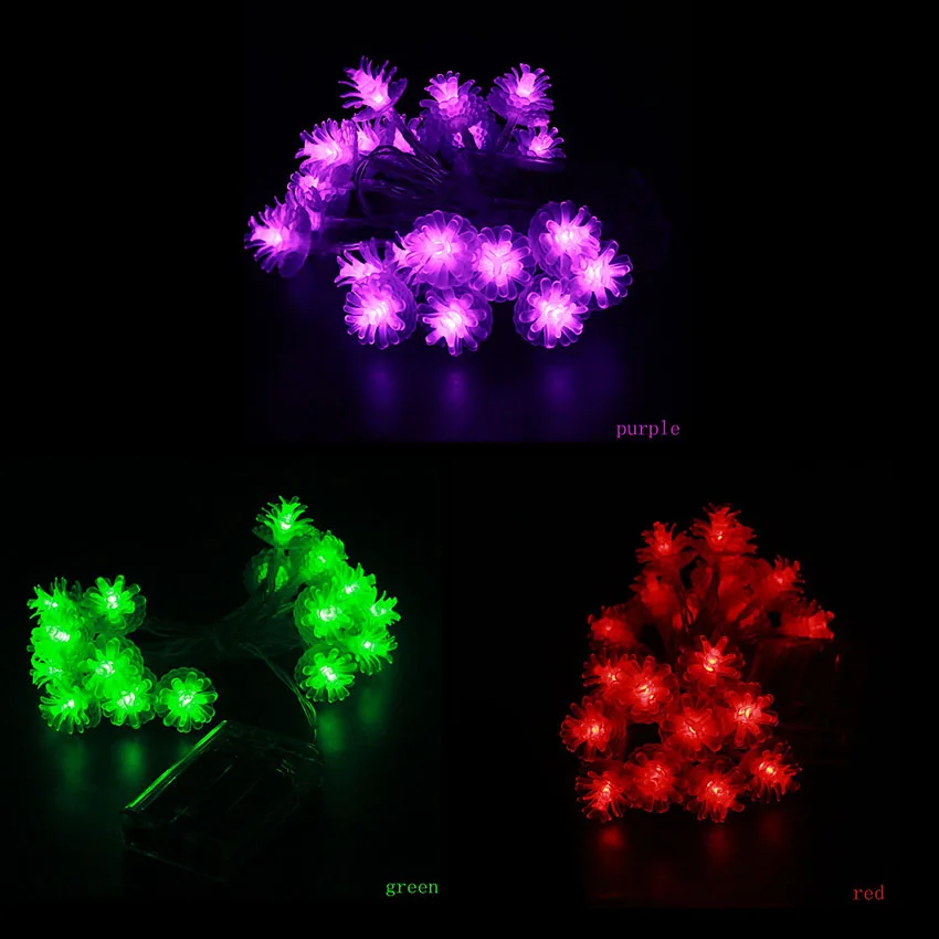 2m 3m 4m 5m 10m Pine Cone pendants Fairy led garland on AA batteries Christmas outdoor string lights New year party wedding deco