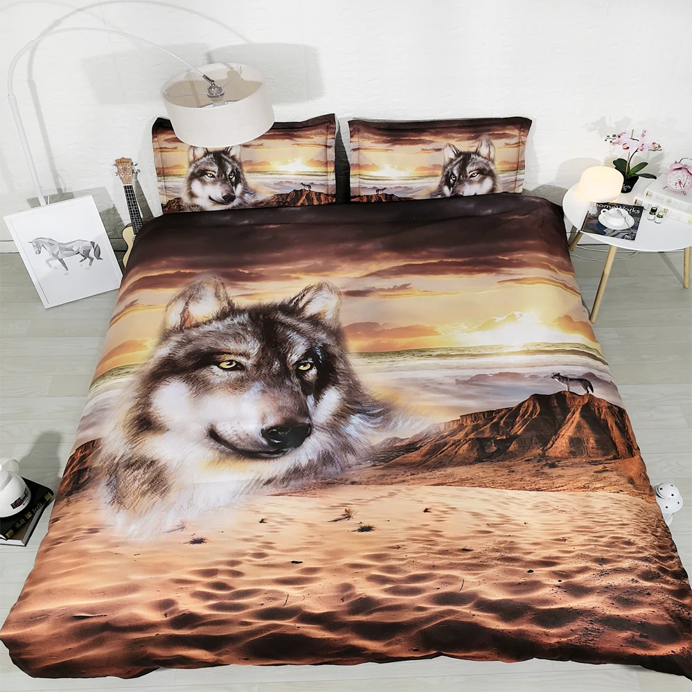 4 PCS PER SET New Spirit Wolf 3d Bed set 3d bed cover 3d bed linens