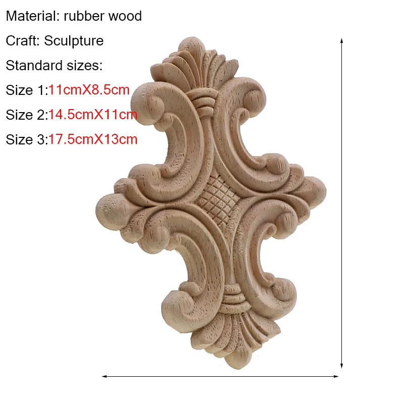 RUNBAZEF Natural Floral Wood Carved Decal European Style Woodcarving Furniture Carved Applique Home Decoration Accessories