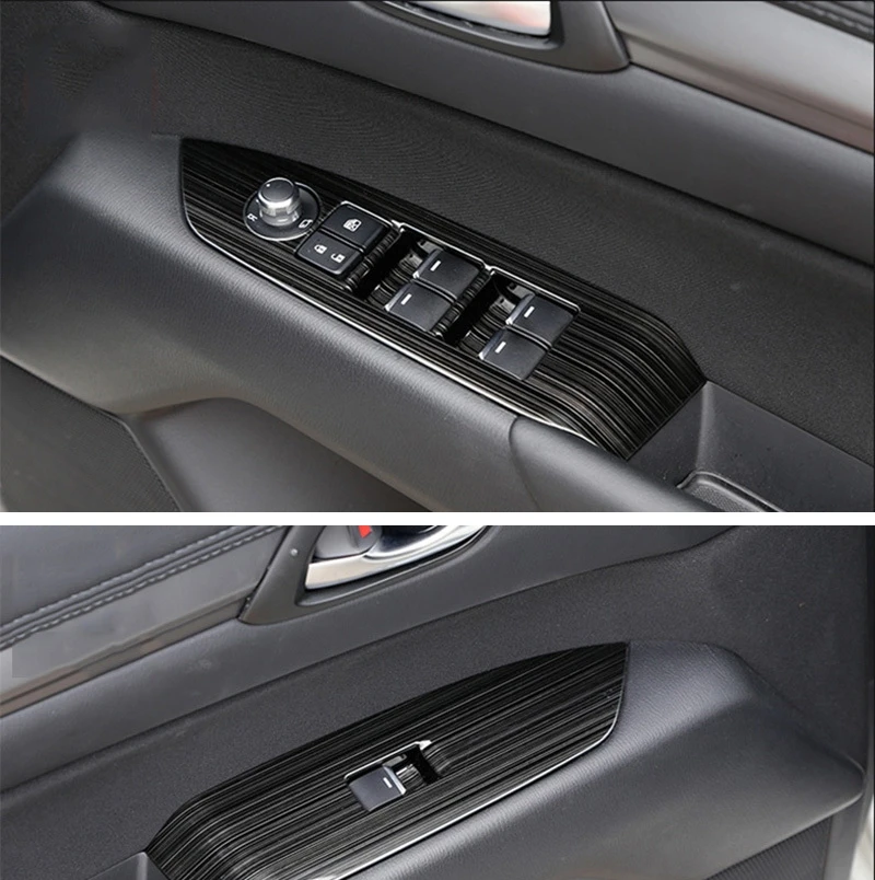 For Right Hand Drive Mazda CX-5 CX5 RHD 2017-2019 Door Window Lift Buttons Switch Cover Panel Trim Decoration Car Accessories