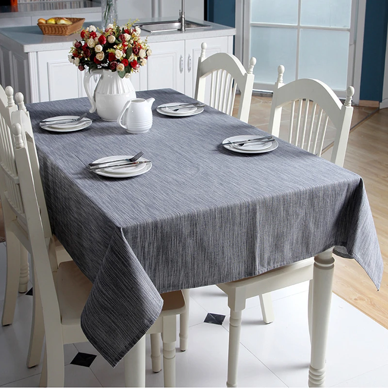 Korean Cotton Linen Tablecloth Solid Color Light Blue Dust-proof Table Cloth Wedding Banquet Rectangular Cover Cloth