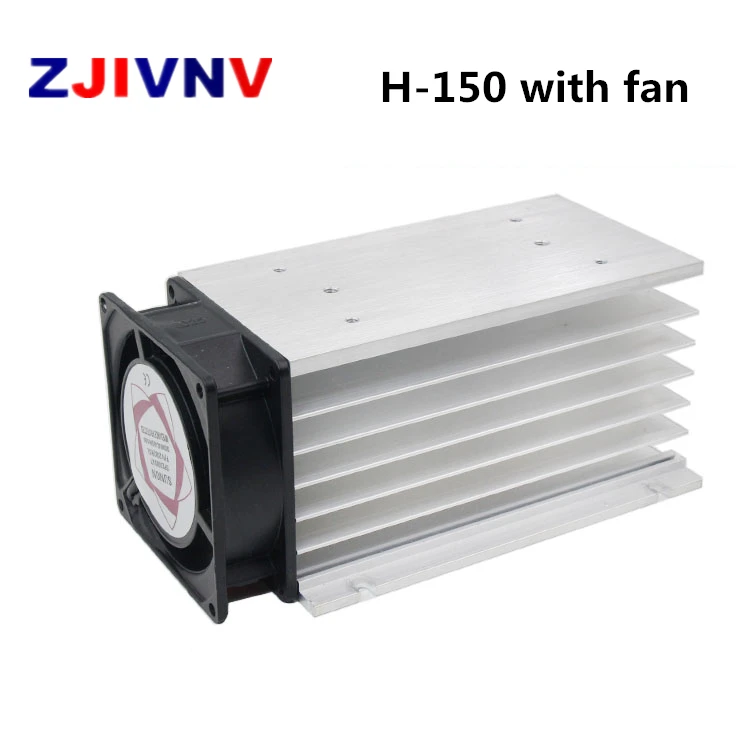 150*100*80 mm 80A three phase solid state relay SSR aluminum heat sink radiator with 220VAC fan and protective cover