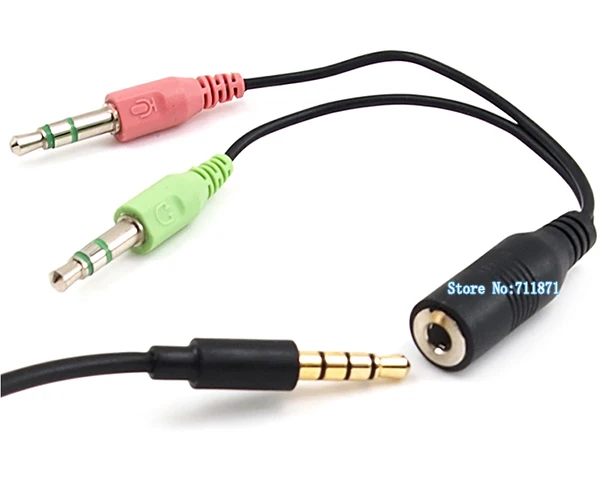 3.5mm Female to 2 Male audio line 3 Section Mobile phone connect computer headset microphone 3.5mm Double male to Female