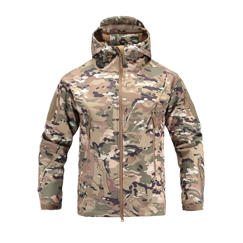 Windproof Waterproof Thermal Softshell Jacket Fleece Lined Hooded Coat for Men Hunting Fishing Hiking Winter Outdoor M-4XL