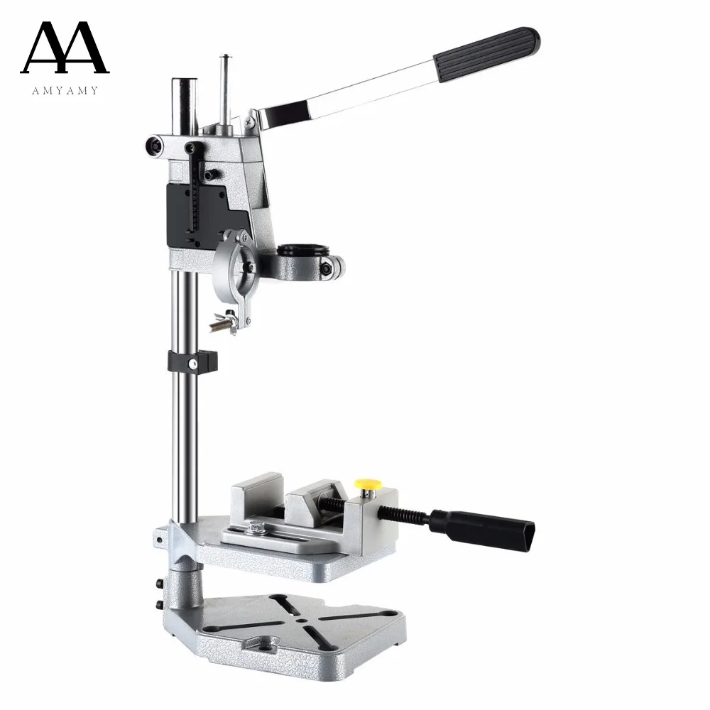 

AMYAMY Drill Stand with Aluminum shelf and vise Stand for drill with cast Iron base drill stand guide holder