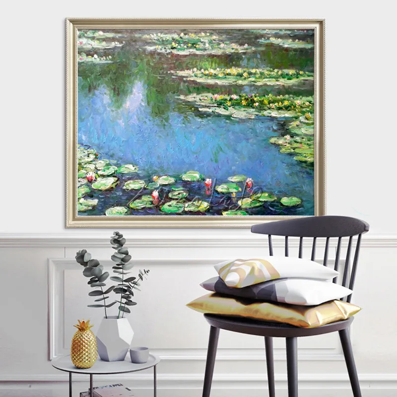 

Claude Monet oil painting on canvas,Landscape painting,lotus painting Wall Pictures for Living room hight Quality Hand-painted 4