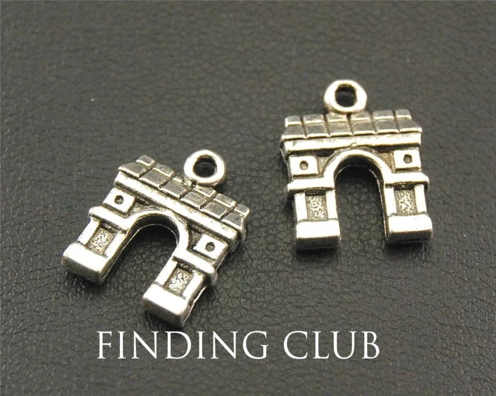 25pcs  Silver Color Paris Arch of Triumph Charm Pendant DIY Necklace Charm Bracelet Bangle 12x10mm A1291