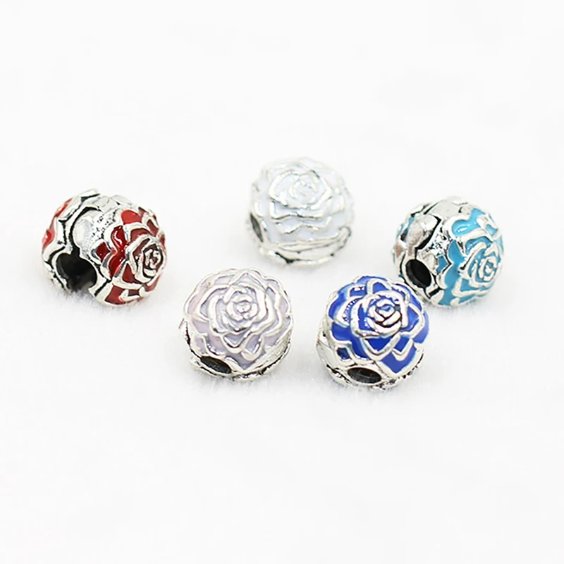 Alloy buckle snap positioning  drip roses for European Charm Bracelet snake bone Wholesale DIY Jewelry Accessories