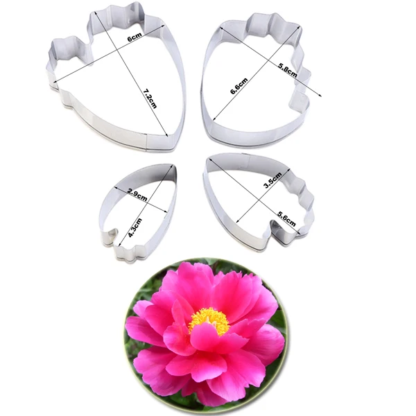 6PCS Large Peony Veiner Silicone Molds Stainless Steel Cutter Mould Petal Fondant Cake Decorating Tool DIY Handmade Cake CS311 image 3