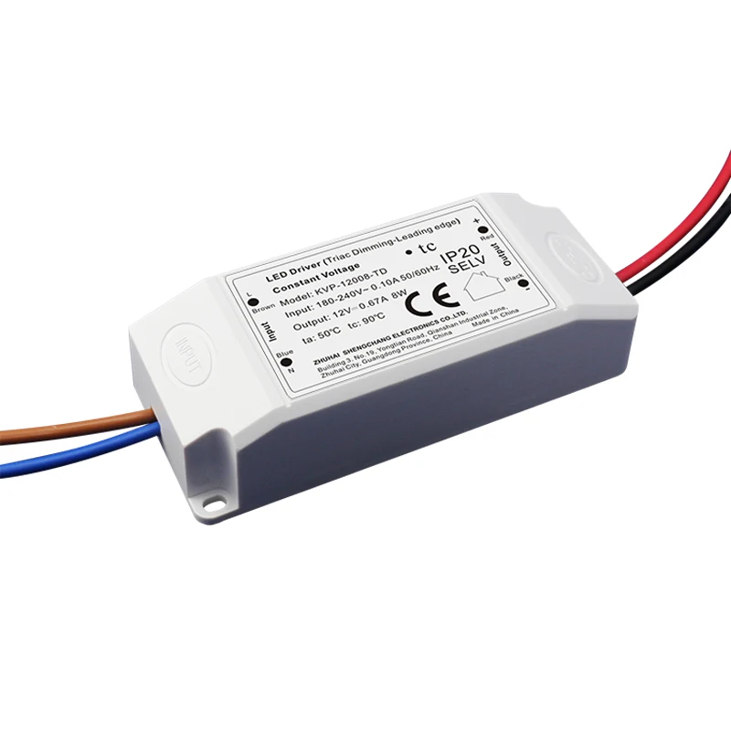 

PWM output 12V 8W triac dimmable led driver AC 110v 220v to 12v power supply 24V light transformer,AC90-130V/AC180-250V input