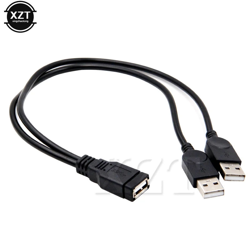 وصلة USB 2.0 ذكر إلى USB أنثى 2 مزدوج مصدر طاقة USB أنثى الخائن تمديد كابل HUB تهمة للطابعات