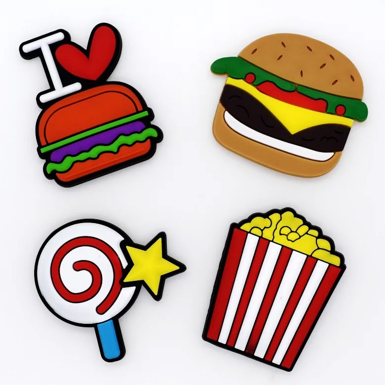 10 PCS Different Food Hamburger/Lollipop Flatback Soft Charms Fit Keychain/Fridge Magnet/Clogs/Phone Case/iPad DIY Craft Access