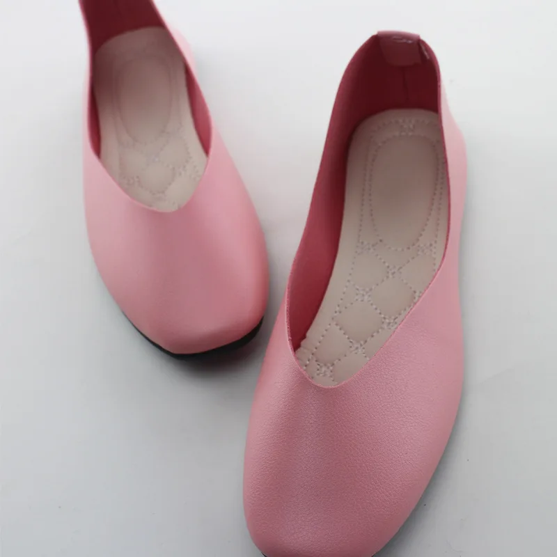 2023 New Spring Summer Shoes Woman Soft PU Leather Shallow Mouth Slip On Women Shoes Plus Size Solid Women Flats WSH2442