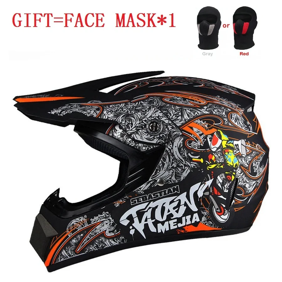 

Free shipping 1pcs Mens New Motorcycle DOT Off-Road ATV Dirt Bike Gear Motocross Road Satey Motorcycel Helmets with Face mask