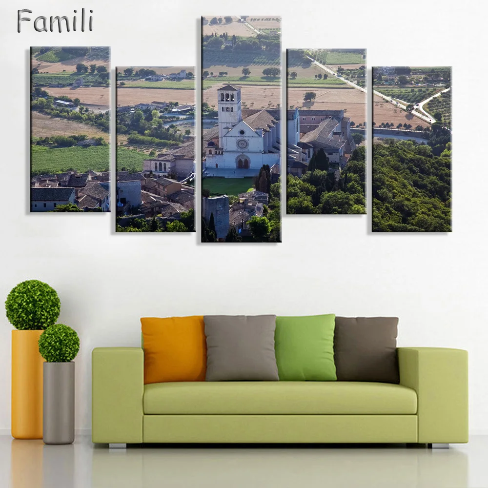 5pcs Living room bedroom home wall decoration fabric poster city lake mountains misurina lake auronzo di cadore veneto italy