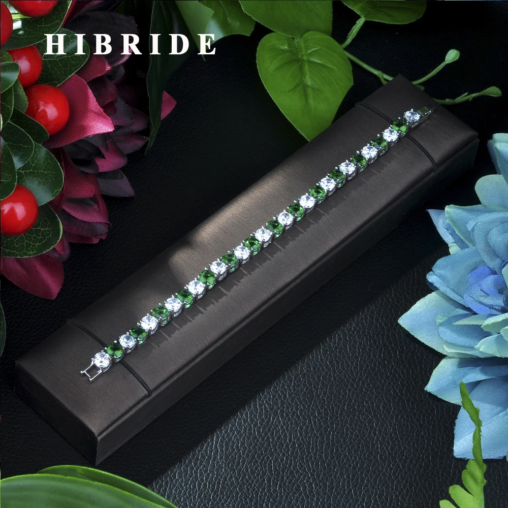 

HIBRIDE JEWELRY Brand New Design AAA Cubic Zircon Wedding Bracelets &Gold Color Bangles White Color Luxury Women Jewelry, B-007