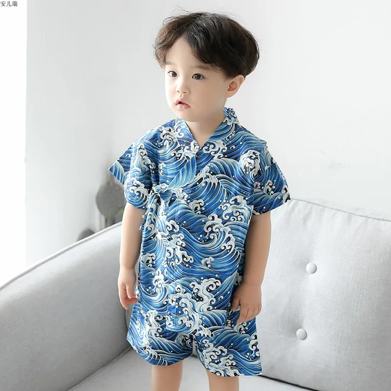 Sommer Kinder Yukata Kleidung Mädchen Junge Japanische Kimono Baby Kleid Kinder Yukata Kostüm Traditionellen Kimono Baumwolle Pyjamas Z957