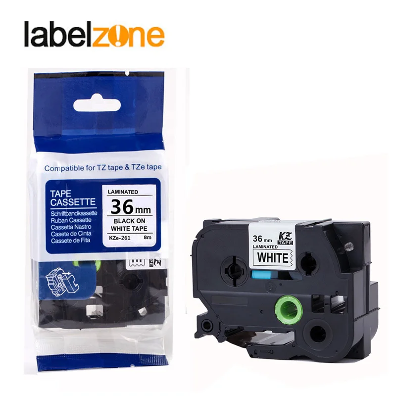 10Pack 36mm Black on White tz261 Tze-261 Tze261 tz261 tze 261 for Brother P-touch label printer ribbon tape cartridge tape