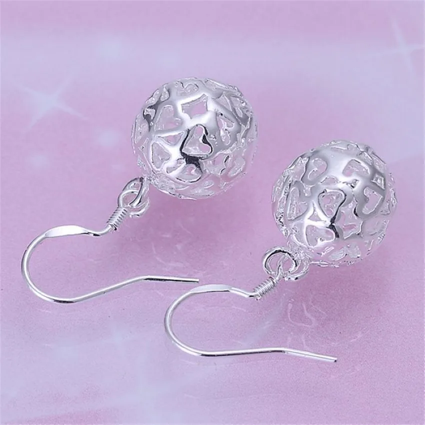 factory price E100 wholesale Beautiful Retro ball  silver color earrings high quality fashion classic jewelry antiallergic