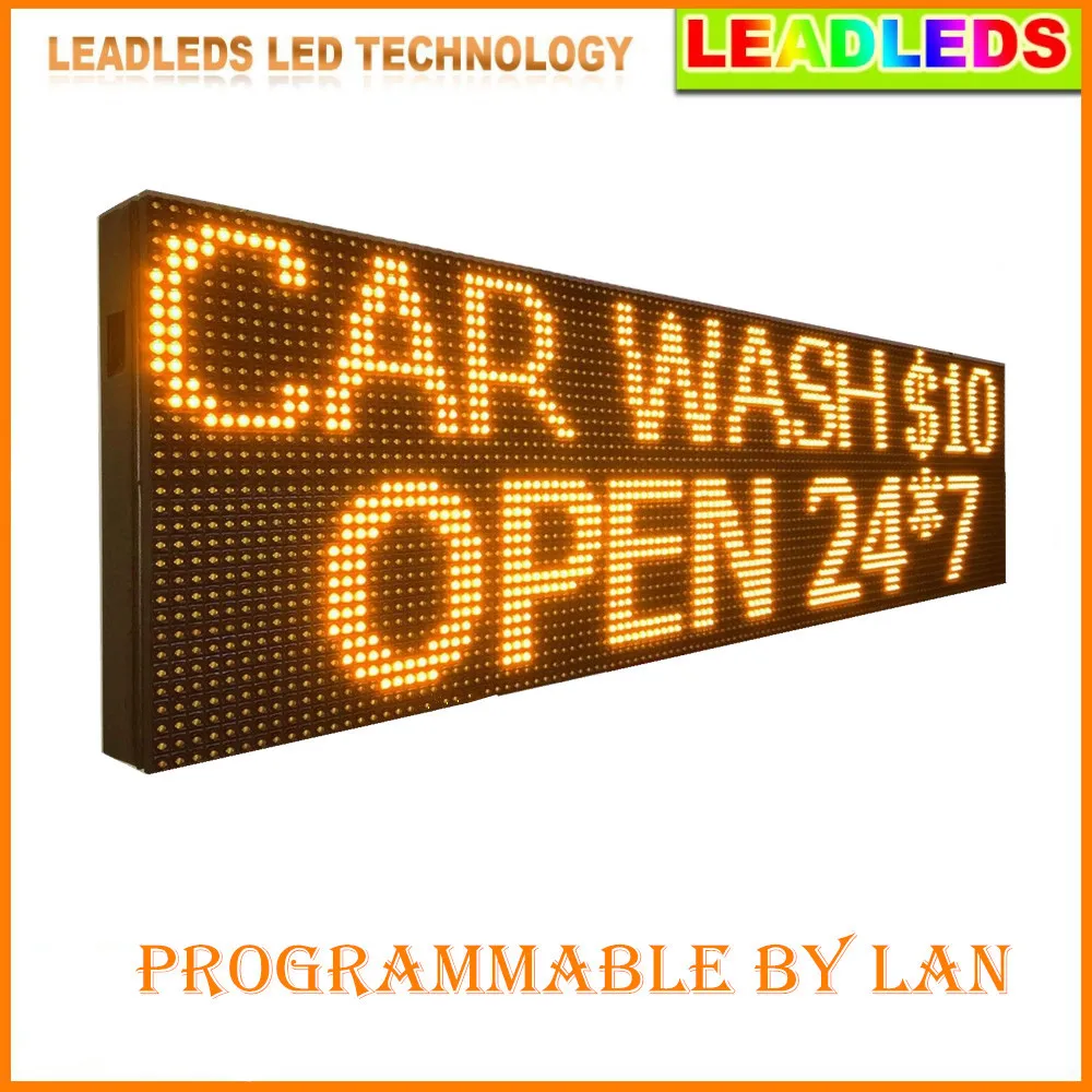 

76inch P10 Outdoor waterproof Programmable LED SIGN 24h Yellow Color Mobile and fixed advertising Message led display board