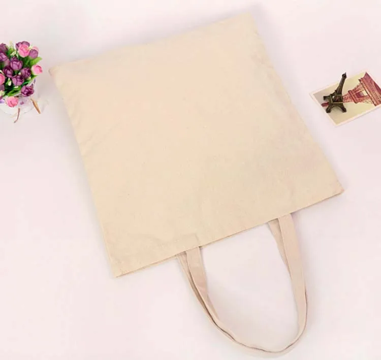 100pcs Beige color 22cm*20cm Canvas Cotton Tote Shopping Bag Company Bag Women Fashion Plain Nature Cotton Canvas Shoulder Bagse