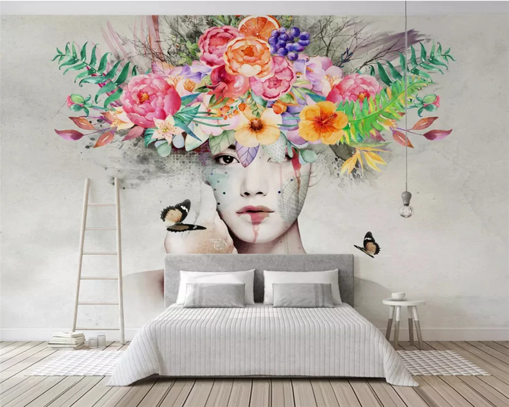 

beibehang Custom wallpaper murals modern hand-painted watercolor beauty rose flower wall decorative painting 3d wallpaper