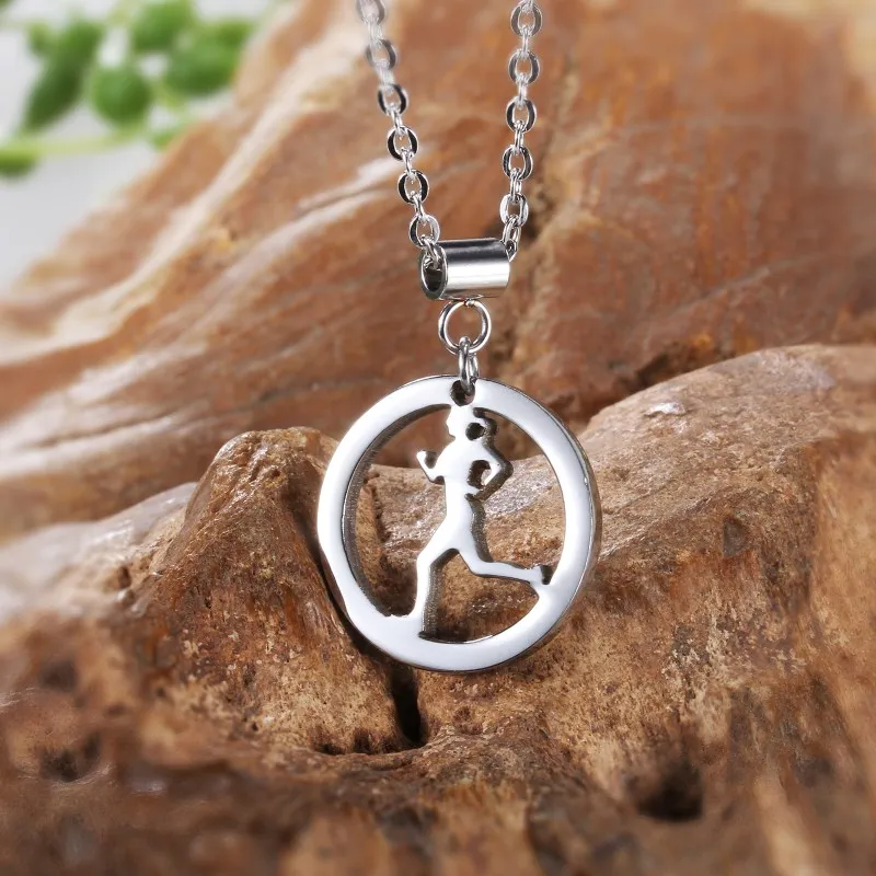 Sporty Running Girl Pendant Necklace For Women Lady Sports Jogging Fitness Pendants Jewelry