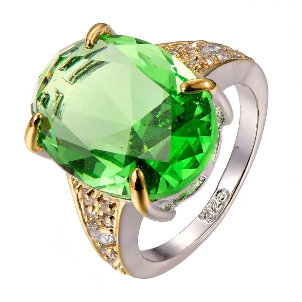 

Peridot White Crystal Zircon 925 sterling silver Ring Size 6 7 8 9 10 F1304