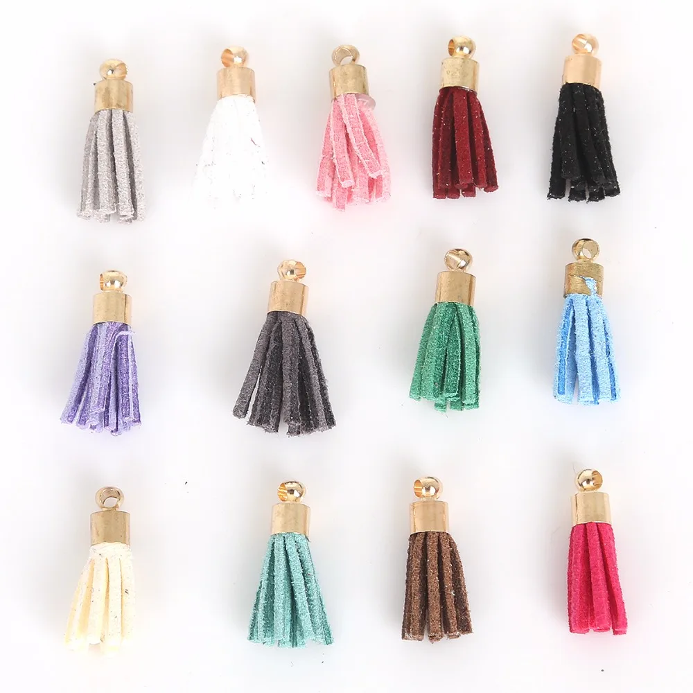 (10pcs/lot) Mix Color 20mm Length Korean suede Tassels Electroplate Hang Clock For Jewelry Earring DIY Making Accessories