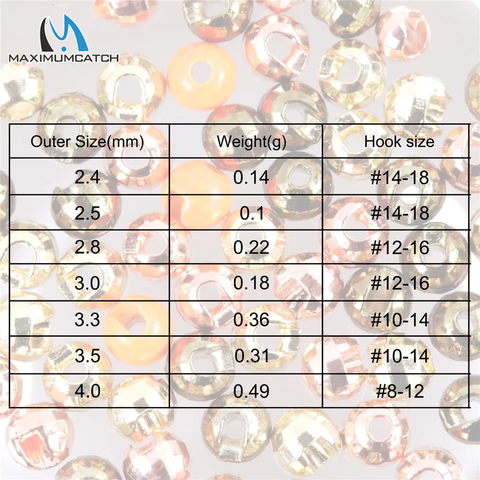 Maximumcatch 25pc Slotted Tungsten Beads 2.4-4.0mm Nymph Fly Tying Beads Multi Color Fly Tying Materials
