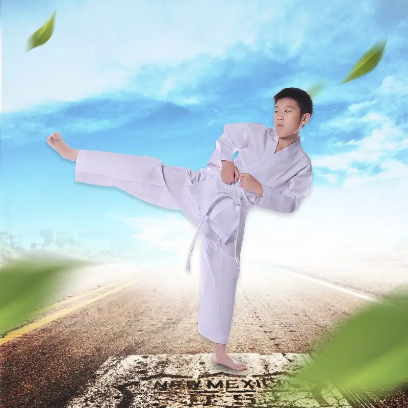 Karate Uniform Suit With Belts White Taekwondo Clothes For Team Student Kids Adult Karate Performance Training Fitness Clothing