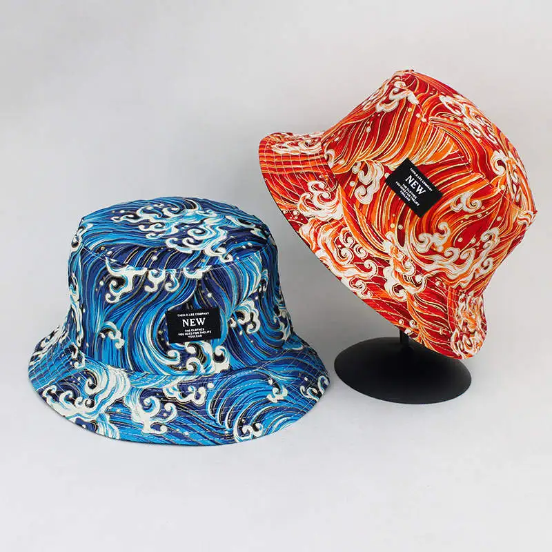 2021 Four Seasons Cotton Print Bucket Hat Fisherman Hat Outdoor Travel Sun Cap for Men and Women 174