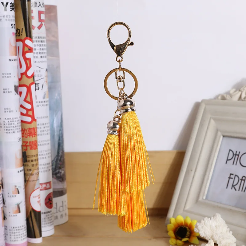 Hot Sale Gold Color Tassels Key Chains Ring Woman Fashion Handbag Charms Men Car Keyring Trinket Pendant Wedding Fringe Keychain