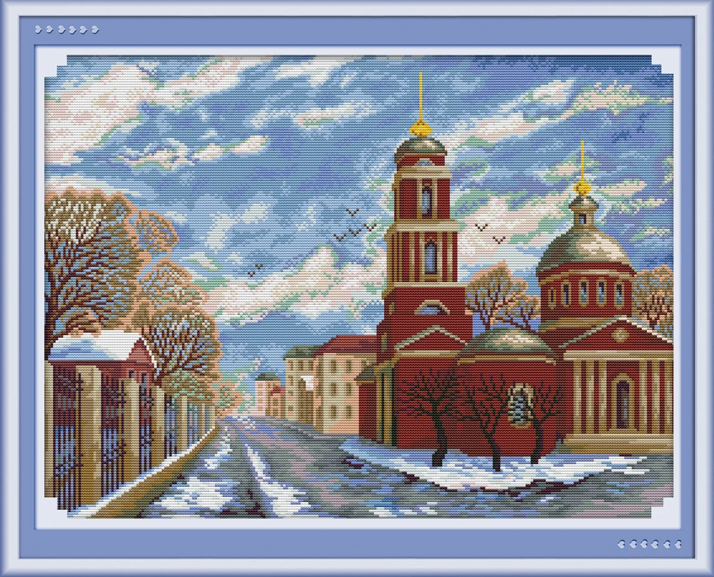 Winter in Russia cross stitch kit aida 14ct 11ct count print canvas cross stitches   needlework embroidery DIY handmade