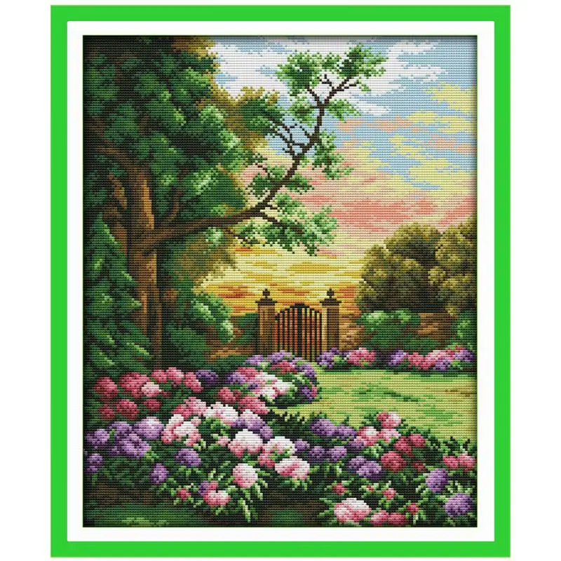 The Garden Comer (3) Patterns Counted Cross Stitch Set DIY 11CT 14CT 16CT Stamped DMC Cross-stitch Kit Embroidery Needlework