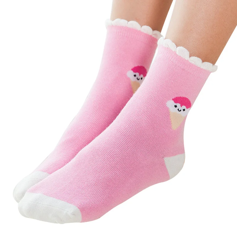 

5 pairs / lot autumn & winter cotton Wave socks edge children socks 1- 12 year girls socks