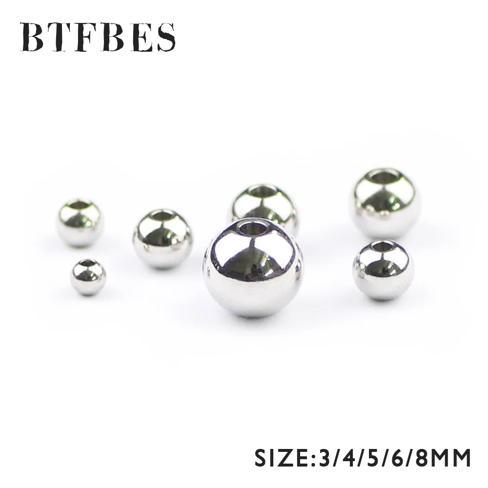 Stainless steel 3 4 5 6 8mm Spacer beads Round ball Metal Loose beads for jewelry bracelet Necklace making DIY Charm Accessories