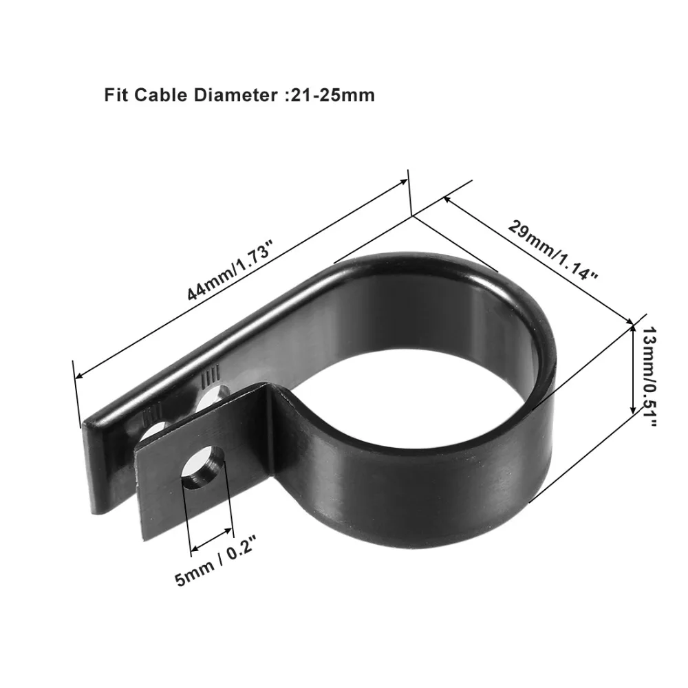 Uxcell Fit Cable Dia 21-25mm Nylon R-type Black Clamp Organizer Cord Clips 44x13x29mm for Wire Management 20Pcs/lot