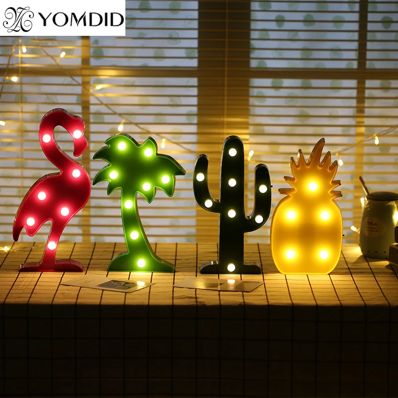 3D Night Light Pineapple Xmas tree Light 3D Lamp Decoration Light Novelty Luminaria Flamingo Cactus Nightlight For Children DIY