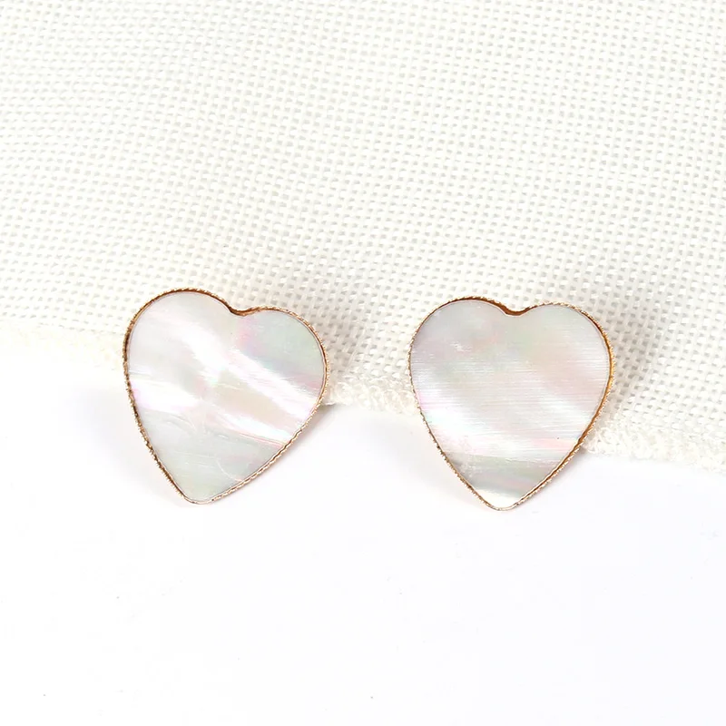 Heart Shape Exquist Abalone Shell Stud Earrings Rattan Weave Leopard Leather Stud Earrings For Women Fashion Jewelry
