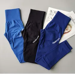 Mallas sin costuras de cintura alta para mujer, pantalones elásticos de compresión para gimnasio, entrenamiento, trotar, Yoga, Control de barriga