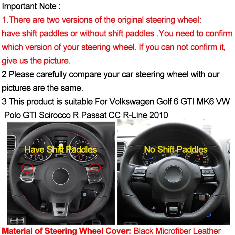 Hand Sewing Car Steering Wheel Cover Top Cow Leather For Volkswagen Golf 6 GTI MK6 VW Polo GTI Scirocco R Passat CC R-Line 2010