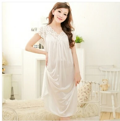 Free shipping women lace sexy nightdress girls plus size bathrobe Large size Sleepwear nightgown Y02-3