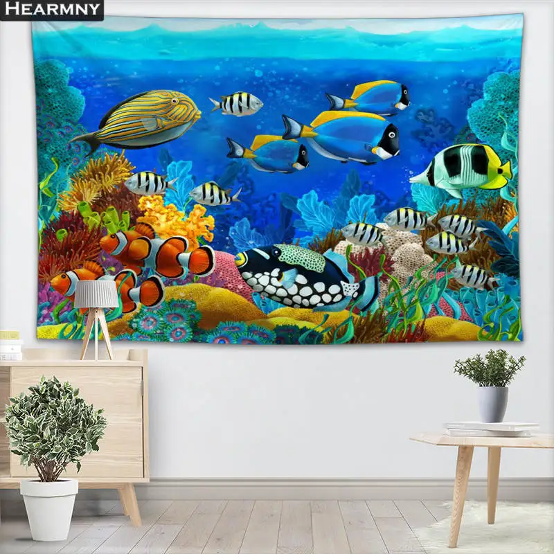 Underwater Cartoon 02 Tapestry Wall Hanging Decor Christmas Wall Tapestry Show Piece For Home Decoration Travel Sleeping Pad