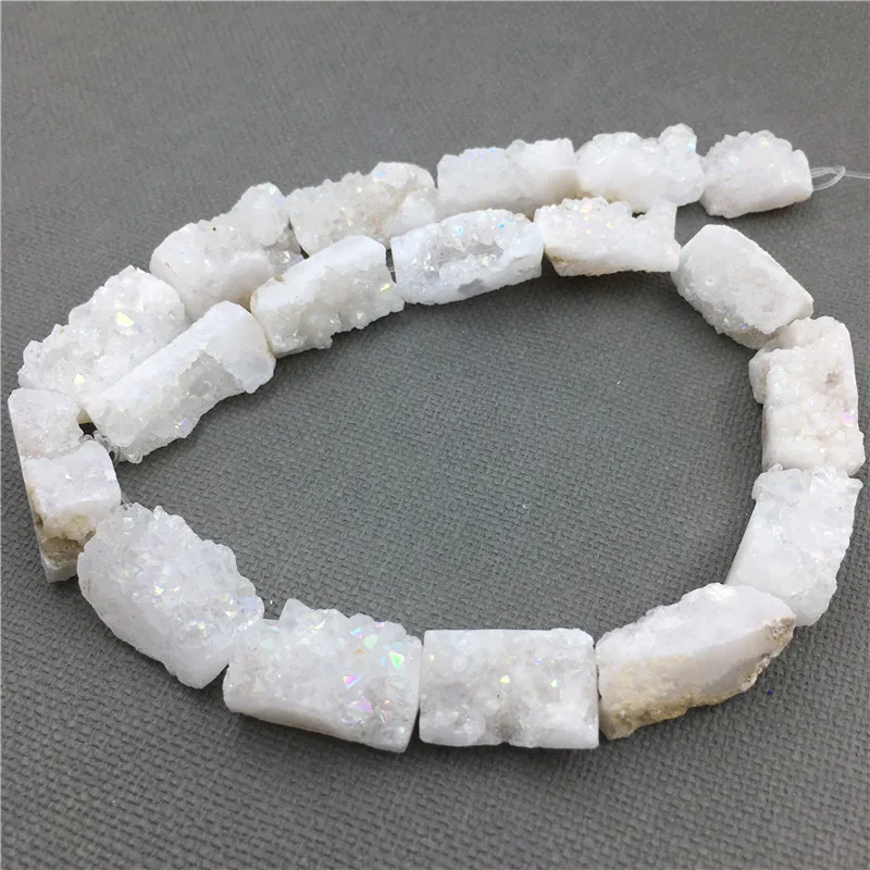 2Strands Rectangle White Crystal Quartz Druzy Nugget Beads For DIY Jewelry Making MY1273