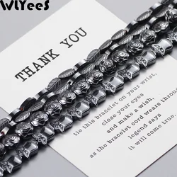 WLYeeS Special-shaped Hematite beads Leaves Owls Roses Black Natural stone Spacer Loose Beads for DIY Jewelry Bracelet Making